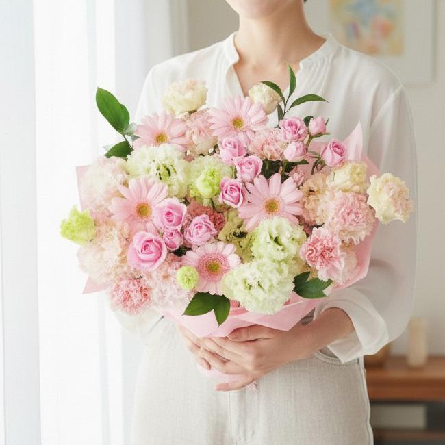 母の日ギフト 　フラワーガーデン　　ピンク生花　アレンジメント　フラワーガーデン　mother's day　gift